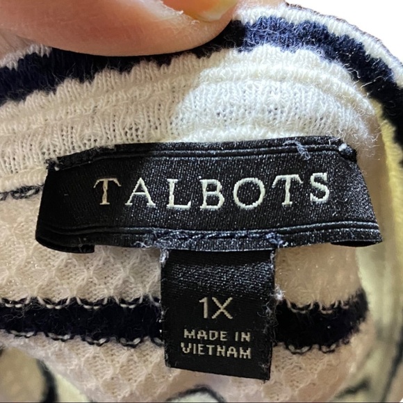 Talbots Top Stripes Grommet Laced Top Size 1X Fits Like 14 - Picture 7 of 7